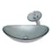 Novatto Argento Oval Glass Vessel Bathroom Sink Set, Brushed Nickel NSFC-70328031001BN - alternate 1